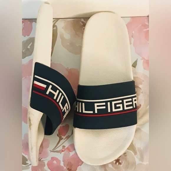 Tommy Hilfiger Men’s Blue Red White Slide Sandal Flip Flop Men’s Size 6 Women 8 - Picture 3 of 8